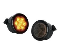 OGJFD Giro Indicadoras Luz 2 Luces LED De Intermitente Delanteras, Color Blanco Y Ámbar, con Lente Ahumada para Jeep para Wrangler JK (2007-2018) Luces Giro Indicadoras