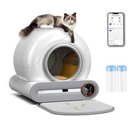 OGNGINT Bandeja para gatos de 65 L, autolimpieza, controlada por aplicación, caja de arena automática para gatos, tamaño XXL, aislamiento de olores y control por aplicación, caja de arena eléctrica
