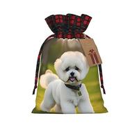 Ogniwo Bichon Frise Dog On The Grass Bolsas de regalo de Navidad, bolsas de dulces para envolver regalos para Halloween, cumpleaños, boda, 5 x 7 pulgadas
