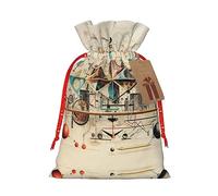 Ogniwo Bolsa de regalo con cordón, decoraciones de regalos para suministros de fiesta de Navidad, bolsas de regalo reutilizables de Xman, impresión de física