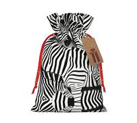 Ogniwo Bolsa de regalo con cordón, decoraciones de regalos para suministros de fiesta de Navidad, bolsas de regalo reutilizables de Xman, estampado de cebra