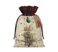 Ogniwo Bolsa de regalo con cordón, decoraciones de regalos para suministros de fiesta de Navidad, bolsas de regalo reutilizables de Xman, impresión de física