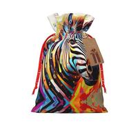 Ogniwo Bolsa de regalo con cordón, decoraciones de regalos para suministros de fiesta de Navidad, bolsas de regalo reutilizables de Xman, estampado abstracto de cebra animal