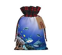 Ogniwo Bolsas de regalo de Navidad de tiburón nadando bajo el mar, bolsas de dulces para envolver regalos para Halloween, cumpleaños, boda, 8.3 x 11.8 pulgadas