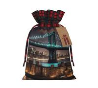 Ogniwo Bolsas festivas con cordón para regalo, bolsas de regalo de Navidad y cumpleaños, tamaño grande, bolsas de regalo de Navidad, noche del puente de Manhattan de Nueva York