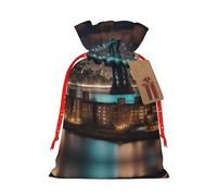 Ogniwo Bolsas festivas con cordón para regalo, bolsas de regalo de Navidad y cumpleaños, tamaño grande, bolsas de regalo de Navidad, noche del puente de Manhattan de Nueva York