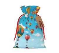 Ogniwo Bolsas festivas con cordón para regalo, bolsas de regalo de Navidad y cumpleaños, tamaño grande, bolsas de regalo de Navidad, globos coloridos, cielo azul