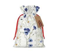 Ogniwo Bolsas festivas con cordón para regalo, bolsas de regalo de Navidad y cumpleaños, tamaño grande, bolsas de regalo de Navidad, flores dibujadas a mano