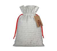 Ogniwo Bolsas festivas con cordón para regalo, bolsas de regalo de Navidad y cumpleaños, tamaño grande, bolsas de regalo de Navidad, pared de ladrillo blanco viejo