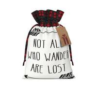 Ogniwo Bolsas festivas con cordón para regalo, bolsas de regalo de Navidad y cumpleaños, tamaño grande, bolsas de regalo de Navidad, no todos los que vagan están perdidos