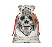 Ogniwo Bolsas festivas con cordón para regalo, bolsas de regalo de Navidad y cumpleaños, tamaño grande, bolsas de regalo de Navidad, calavera mexicana