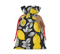 Ogniwo Bolsas festivas con cordón para regalo, bolsas de regalo de Navidad y cumpleaños, tamaño grande, bolsas de regalo de Navidad, patrón de fruta de limón