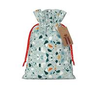 Ogniwo Bolsas festivas con cordón para regalo, bolsas de regalo de Navidad y cumpleaños, tamaño grande, bolsas de regalo de Navidad, mármol terrazo pastel