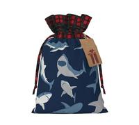 Ogniwo Bolsas festivas con cordón para regalo, bolsas de regalo de Navidad y cumpleaños, tamaño grande, bolsas de regalo de Navidad, tiburón azul de dibujos animados