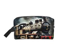 Ogniwo Neceser de tren de locomotora de vapor, bolsa de cosméticos de maquillaje, bolsa de viaje para artículos de tocador, bolsa de almacenamiento con cremallera, Tren de locomotoras de vapor, Talla