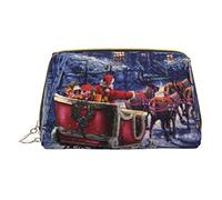 OGNOT Beagle - Bolsa de aseo para hombres y mujeres, bolsa de maquillaje de piel ligera, bolsa de cosméticos pequeña, Noche de nieve Santa y ciervos, Talla única