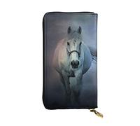 OGNOT Billetera de cuero de gran capacidad con notas musicales coloridas, tarjetero para mujer, cartera de cuero para hombres y mujeres, Caballo blanco, Talla única, Classic