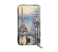 OGNOT Billetera de cuero de gran capacidad con notas musicales coloridas, tarjetero para mujer, cartera de cuero para hombres y mujeres, torre eiffel de parís romántica, Talla única, Classic