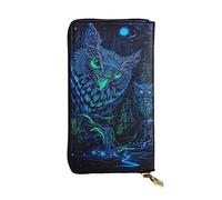OGNOT Billetera de cuero de gran capacidad con notas musicales coloridas, tarjetero para mujer, cartera de cuero para hombres y mujeres, Galaxy búho, Talla única, Classic