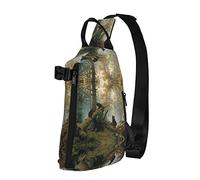 OGNOT Black Bears - Mochila cruzada con estampado de osos negros, bolsa de hombro para hombres y mujeres, para caminar al aire libre, viajes, Negro -, Talla única