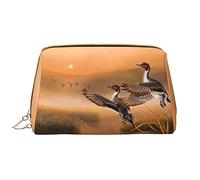 OGNOT Black Horses Red Glowing Clouds - Neceser organizador de viaje para hombres y mujeres, bolsa de maquillaje de cuero ligero, Pato de pintura al óleo, Talla única