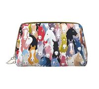 OGNOT Black Horses Red Glowing Clouds - Neceser organizador de viaje para hombres y mujeres, bolsa de maquillaje de cuero ligero, Coloridos caballos de dibujos animados., Talla única