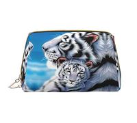 OGNOT Black Horses Red Glowing Clouds - Neceser organizador de viaje para hombres y mujeres, bolsa de maquillaje de cuero ligero, Tigre blanco, Talla única