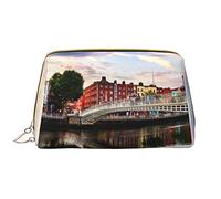 OGNOT Black Horses Red Glowing Clouds - Neceser organizador de viaje para hombres y mujeres, bolsa de maquillaje de cuero ligero, Dublín Irlanda Ha Penny Bridge River, Talla única