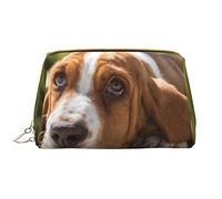 OGNOT Black Horses Red Glowing Clouds - Neceser organizador de viaje para hombres y mujeres, bolsa de maquillaje de cuero ligero, Basset Hound, Talla única