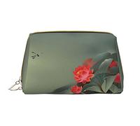 OGNOT Bolsa de aseo con diseño de cebra, organizador de viaje para hombres y mujeres, bolsa de maquillaje de piel ligera, bolsa de cosméticos grande, Flor de loto y libélula, Talla única