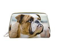 OGNOT Bolsa de aseo con diseño de girasol, organizador de viaje para hombres y mujeres, bolsa de maquillaje de cuero ligero, bolsa de cosméticos grande, Bulldog Inglés Divertido, Talla única