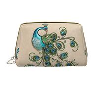 OGNOT Bolsa de aseo con estampado de murciélago, organizador de viaje para hombres y mujeres, bolsa de maquillaje de cuero ligero, bolsa de cosméticos grande, Estampado pavo real, Talla única