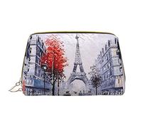 OGNOT Bolsa de aseo con patrón de leopardo, organizador de viaje para hombres y mujeres, bolsa de maquillaje de cuero ligero, bolsa de cosméticos grande, Arte de la Torre Eiffel de París, Talla única