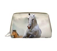 OGNOT Bolsa de aseo con patrón de leopardo, organizador de viaje para hombres y mujeres, bolsa de maquillaje de cuero ligero, bolsa de cosméticos pequeña, Patrón de caballos salvajes., Talla única