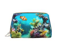 OGNOT Bolsa de aseo con patrón de leopardo, organizador de viaje para hombres y mujeres, bolsa de maquillaje de cuero ligero, bolsa de cosméticos pequeña, peces tropicales, Talla única