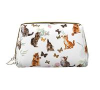 OGNOT Bolsa de aseo con patrón de zorro animal, organizador de viaje para hombres y mujeres, bolsa de maquillaje de cuero ligero, bolsa de cosméticos grande, Bonita mariposa de gatito., Talla única