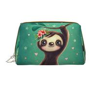 OGNOT Bolsa de aseo con patrón de zorro animal, organizador de viaje para hombres y mujeres, bolsa de maquillaje de cuero ligero, bolsa de cosméticos grande, Lindo perezoso, Talla única