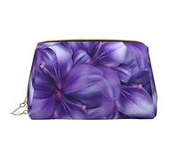 OGNOT Bolsa de aseo de béisbol de fuego para hombres y mujeres, bolsa de maquillaje de cuero ligero, bolsa de cosméticos grande, Flores de lirio púrpura, Talla única