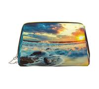 OGNOT Bolsa de aseo de béisbol, organizador de viaje para hombres y mujeres, bolsa de maquillaje de cuero ligero, bolsa de cosméticos pequeña, Sunset Beach, Talla única