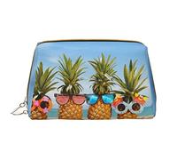 OGNOT Bolsa de aseo de cisne blanco organizador de viaje para hombres y mujeres, bolsa de maquillaje de cuero ligero, bolsa de cosméticos grande, Piñas de playa y océano., Talla única