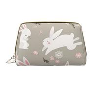 OGNOT Bolsa de aseo de flores de loto blanco, organizador de viaje para hombres y mujeres, bolsa de maquillaje de cuero ligero, bolsa de cosméticos grande, Conejo de Pascua floral., Talla única