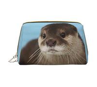 OGNOT Bolsa de aseo de flores de margaritas de primavera, organizador de viaje para hombres y mujeres, bolsa de maquillaje de cuero ligero pequeña bolsa de cosméticos, nutria linda, Talla única