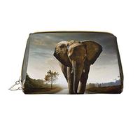 OGNOT Bolsa de aseo de hojas tropicales, organizador de viaje para hombres y mujeres, bolsa de maquillaje de cuero ligero, bolsa de cosméticos grande, 3D Elephant, Talla única