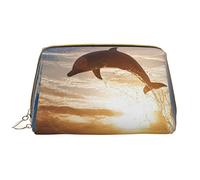 OGNOT Bolsa de aseo de leopardo a rayas, organizador de viaje para hombres y mujeres, bolsa de maquillaje de cuero ligero, bolsa de cosméticos grande, Divertido delfín de animales., Talla única