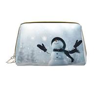 OGNOT Bolsa de aseo de leopardo a rayas, organizador de viaje para hombres y mujeres, bolsa de maquillaje de cuero ligero, bolsa de cosméticos grande, Muñeco de nieve feliz de Navidad., Talla única