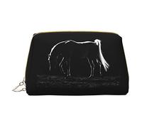 OGNOT Bolsa de aseo de piel de serpiente, organizador de viaje para hombres y mujeres, bolsa de maquillaje de cuero ligero, bolsa de cosméticos pequeña, Caballo bajo la luna., Talla única