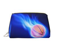 OGNOT Bolsa de aseo de química de ciencia abstracta para hombres y mujeres, bolsa de maquillaje de cuero ligero grande bolsa de cosméticos, Blue Fire - Balón de baloncesto, Talla única