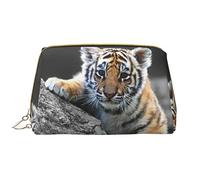 OGNOT Bolsa de aseo de química de ciencia abstracta para hombres y mujeres, bolsa de maquillaje de cuero ligero grande bolsa de cosméticos, Lindo cachorro de tigre., Talla única