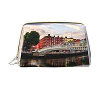 OGNOT Bolsa de aseo de tigre blanco organizador de viaje para hombres y mujeres, bolsa de maquillaje de cuero ligero pequeña bolsa de cosméticos, Dublín Irlanda Ha Penny Bridge River, Talla única