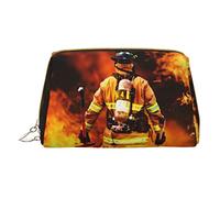 OGNOT Bolsa de aseo de tigre blanco organizador de viaje para hombres y mujeres, bolsa de maquillaje de cuero ligero pequeña bolsa de cosméticos, Bombero bombero llama, Talla única